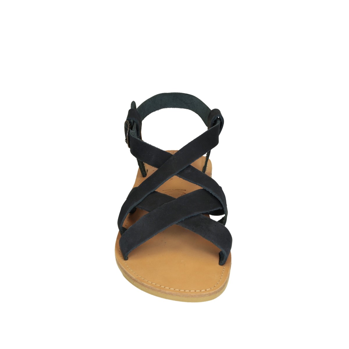 Lartigiano Del Cuoio Sandali infradito da uomo in pelle nabuk nero fatti a mano Nuovo