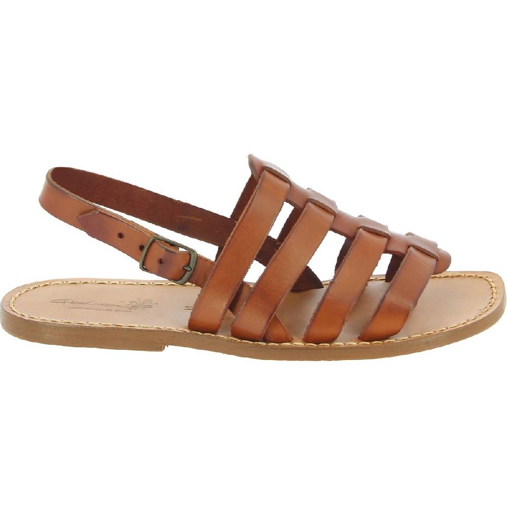Lartigiano Del Cuoio Sandali da uomo a gabbia in pelle color cuoio Qualità