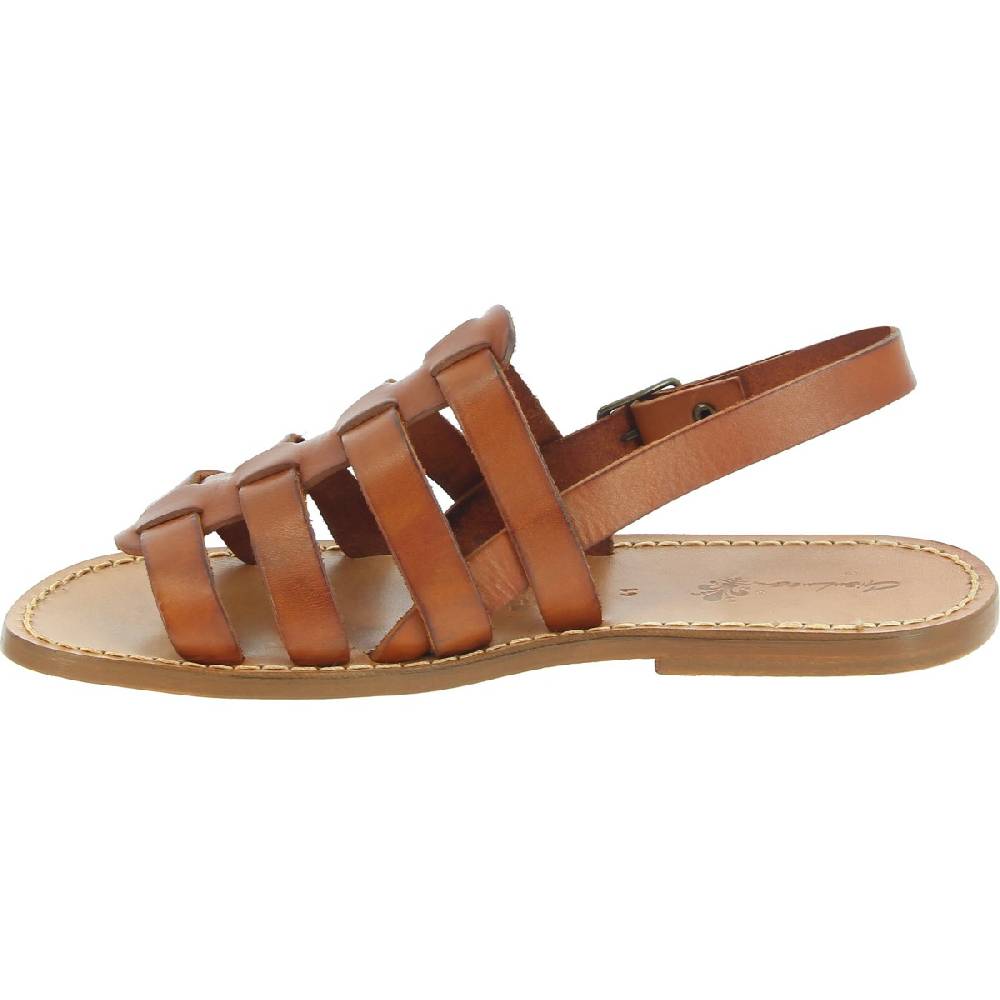 Lartigiano Del Cuoio Sandali da uomo a gabbia in pelle color cuoio Qualità