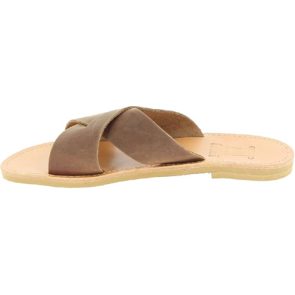 Lartigiano Del Cuoio Sandali ciabatte da uomo con fasce incrociate in pelle nubuk testa di moro Vendita