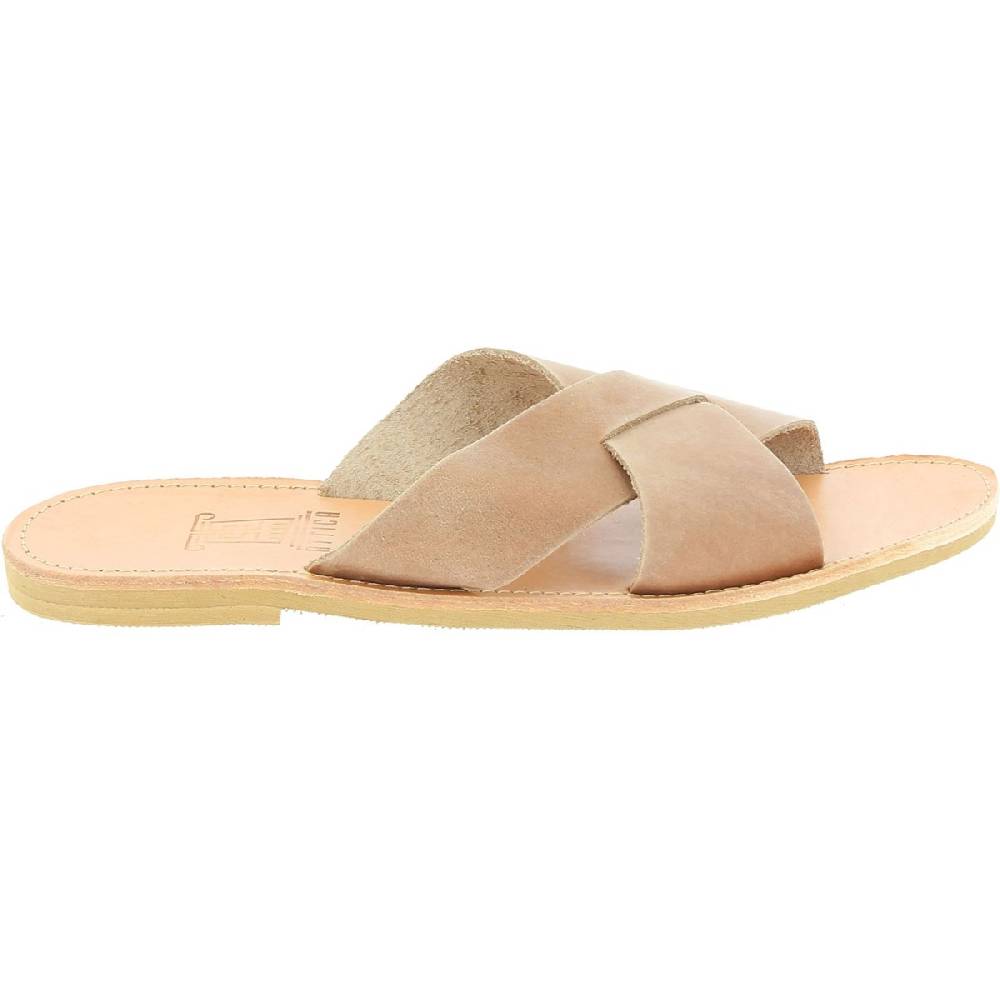 Lartigiano Del Cuoio Sandali uomo in nubuck marrone chiaro fatti a mano in Grecia Soddisfazione Garantita