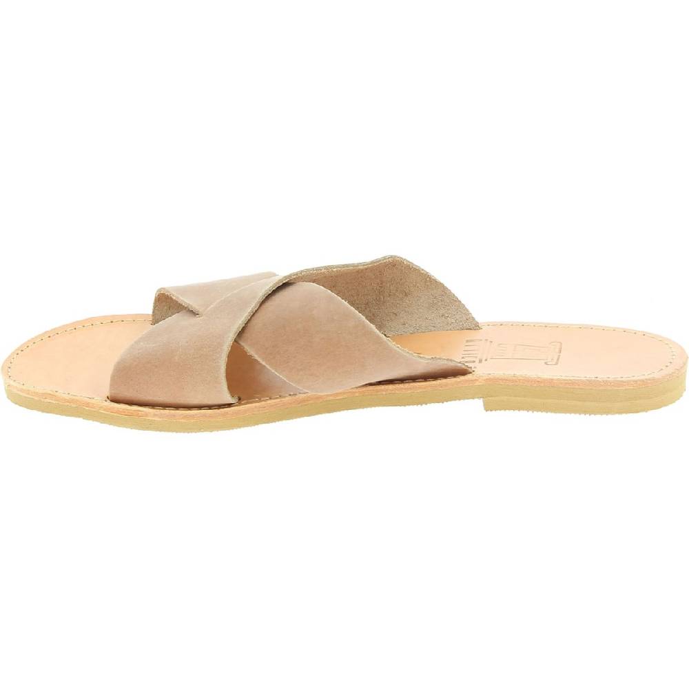 Lartigiano Del Cuoio Sandali uomo in nubuck marrone chiaro fatti a mano in Grecia Soddisfazione Garantita