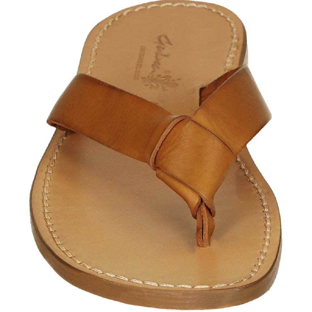 Lartigiano Del Cuoio Ciabatte infradito uomo in pelle color cuoio fatti a mano Qualità Garantita