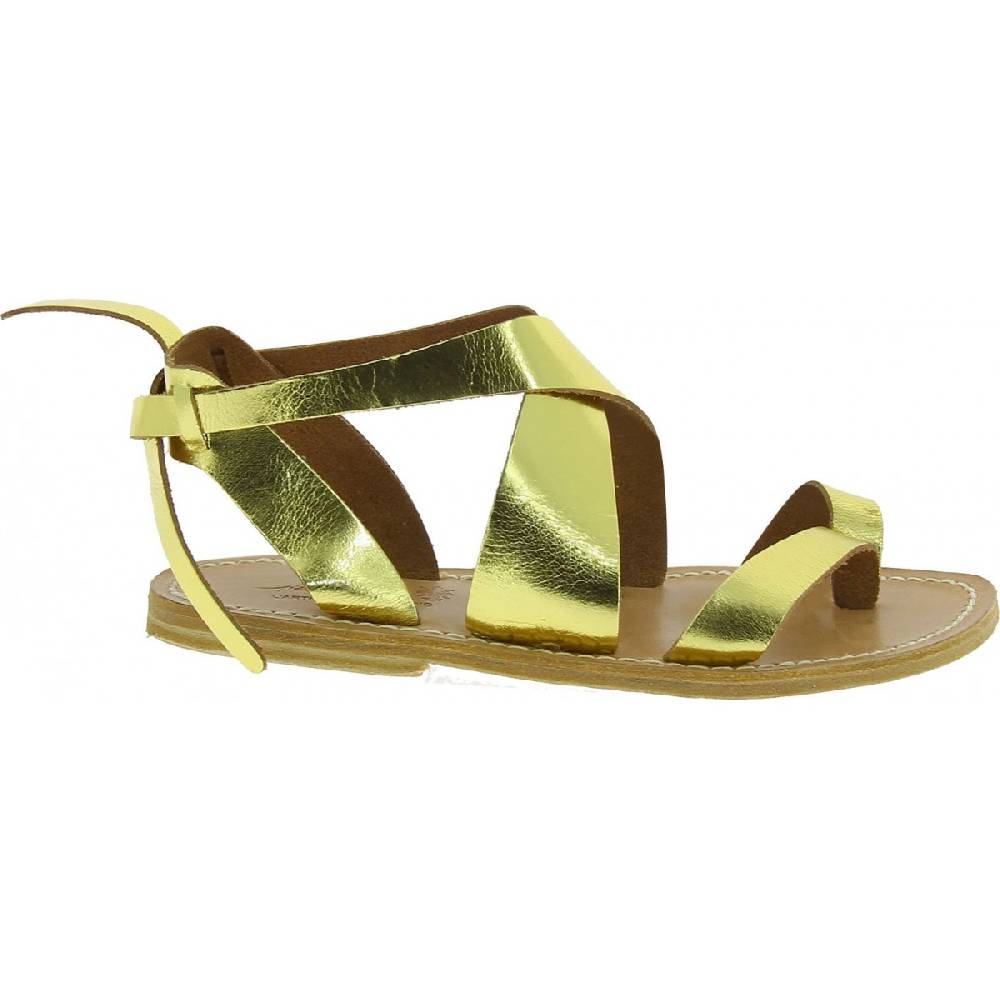 Lartigiano Del Cuoio Sandali donna fatti a mano in pelle laminata colore oro Outlet