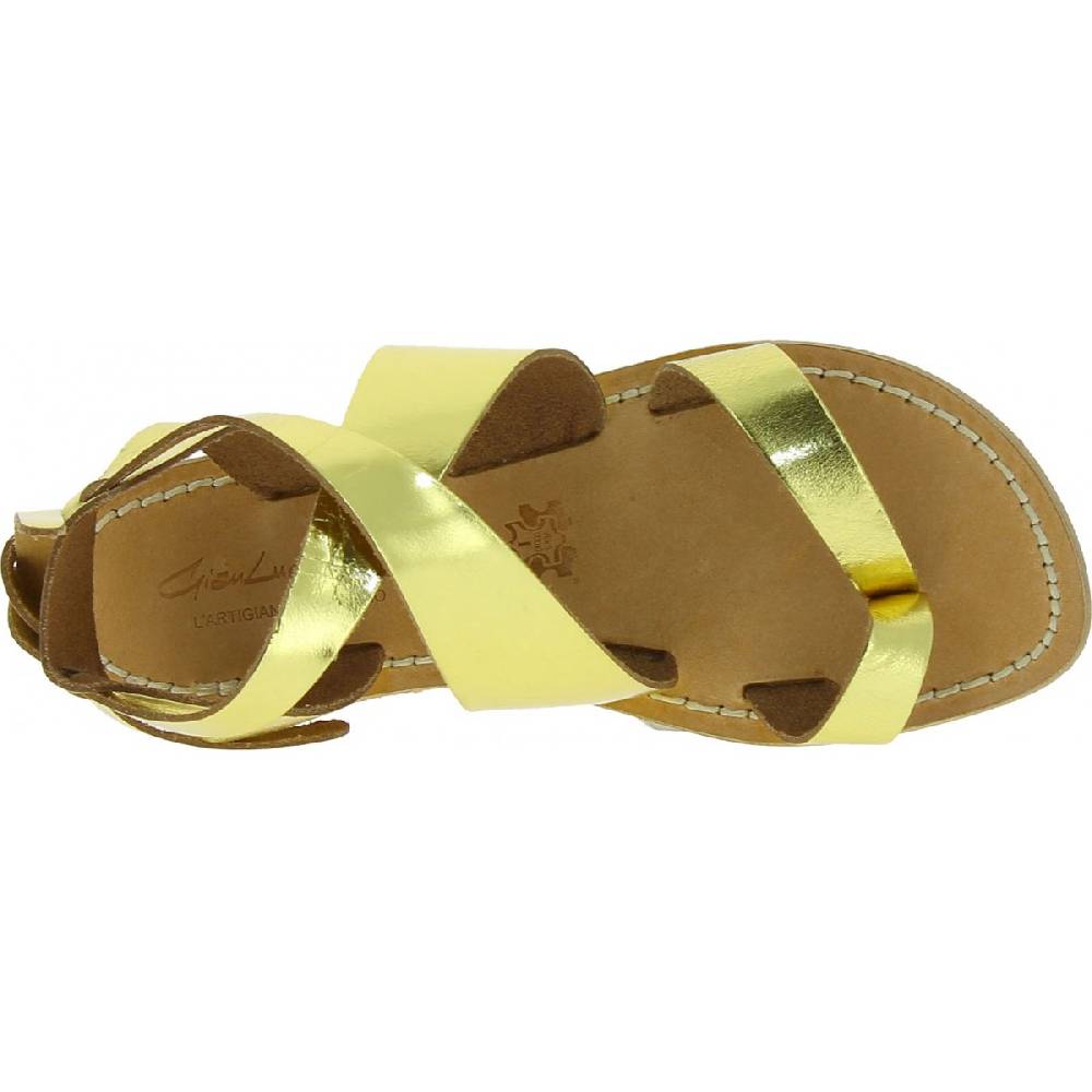 Lartigiano Del Cuoio Sandali donna fatti a mano in pelle laminata colore oro Outlet