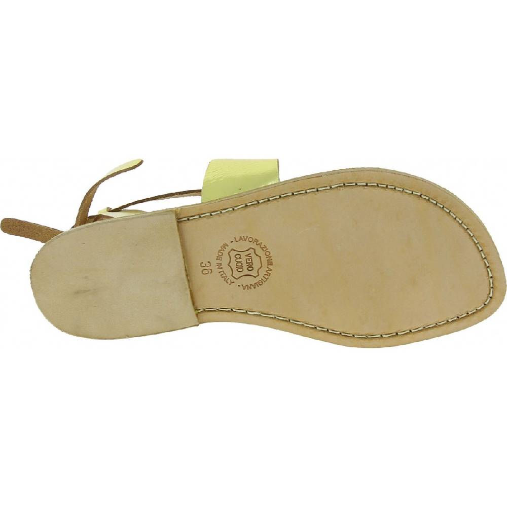 Lartigiano Del Cuoio Sandali donna fatti a mano in pelle laminata colore oro Outlet