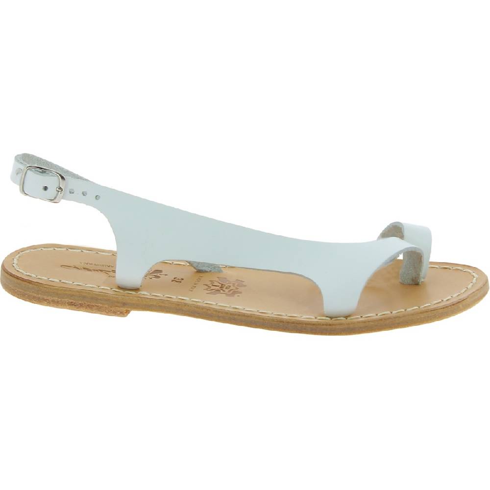 Lartigiano Del Cuoio Sandali infradito da donna in pelle bianca artigianali Vendita Calda