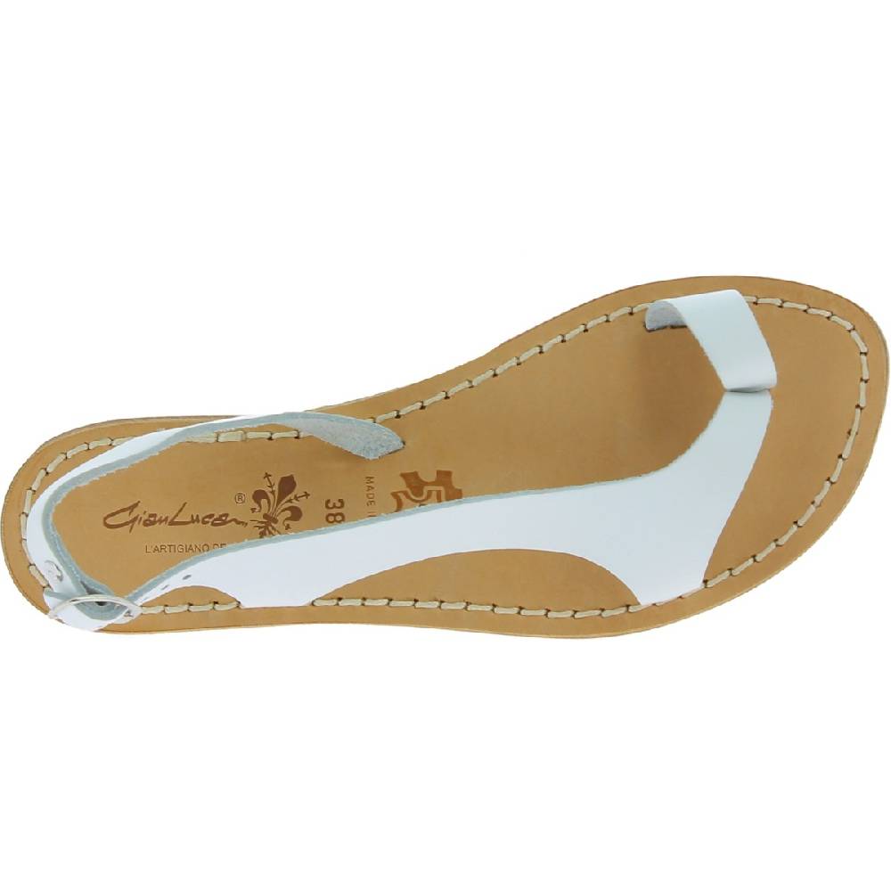 Lartigiano Del Cuoio Sandali infradito da donna in pelle bianca artigianali Vendita Calda