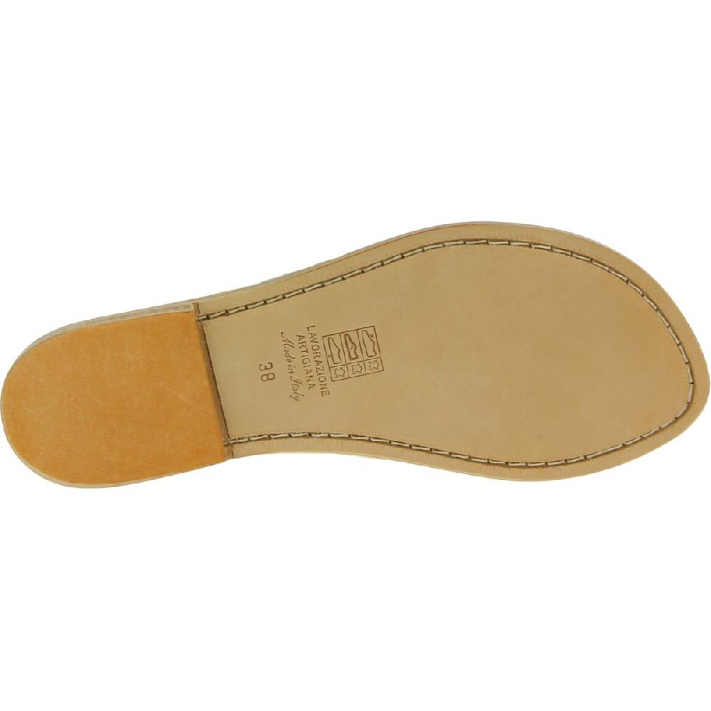 Lartigiano Del Cuoio Sandali infradito da donna in pelle bianca artigianali Vendita Calda