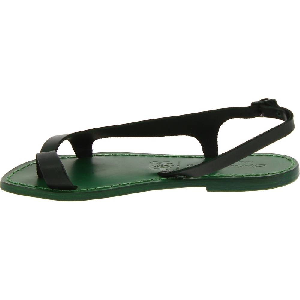 Lartigiano Del Cuoio Sandali infradito da donna artigianali in pelle verde Vendita Economica