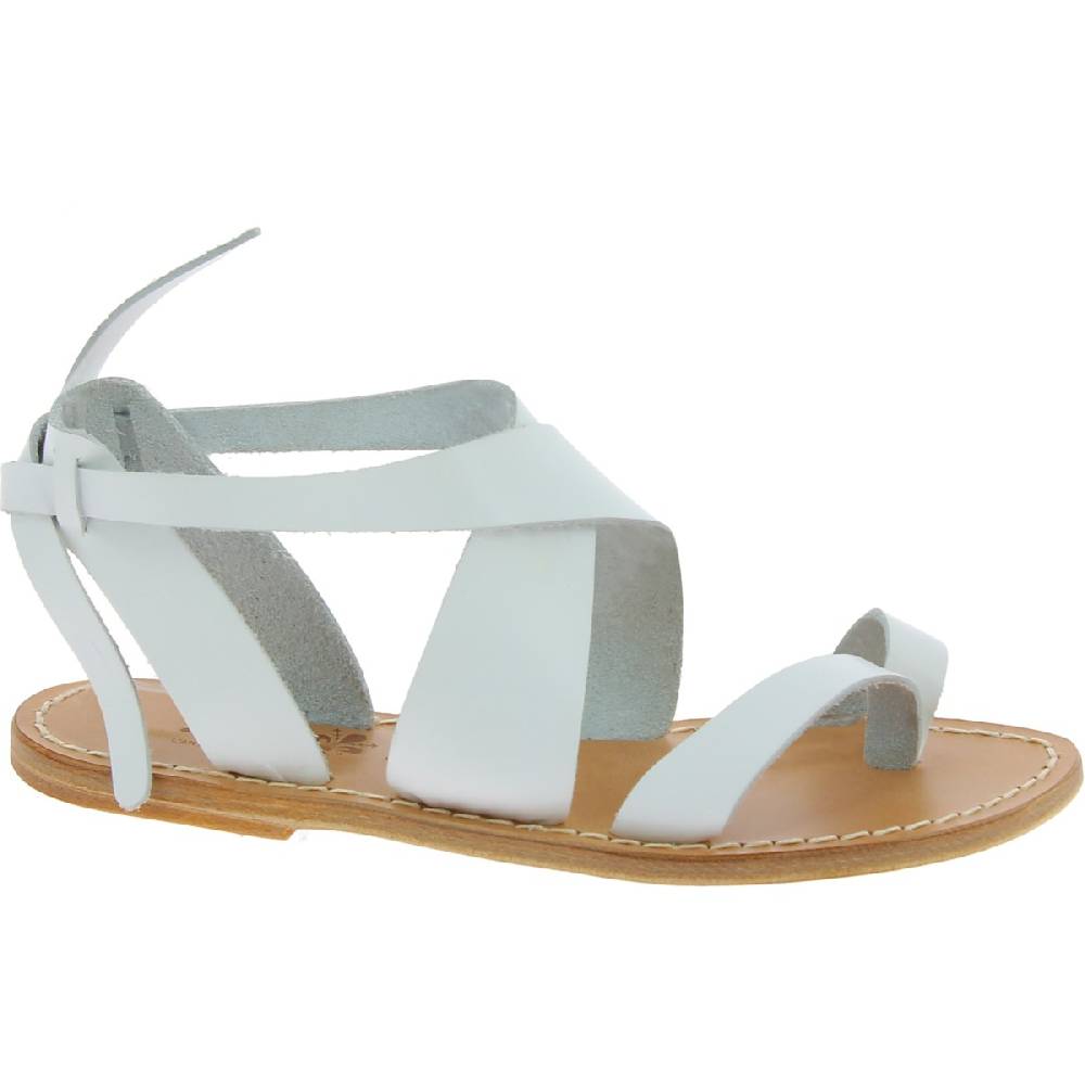 Lartigiano Del Cuoio Sandali donna fatti a mano in pelle colore bianco Saldi Di Fabbrica