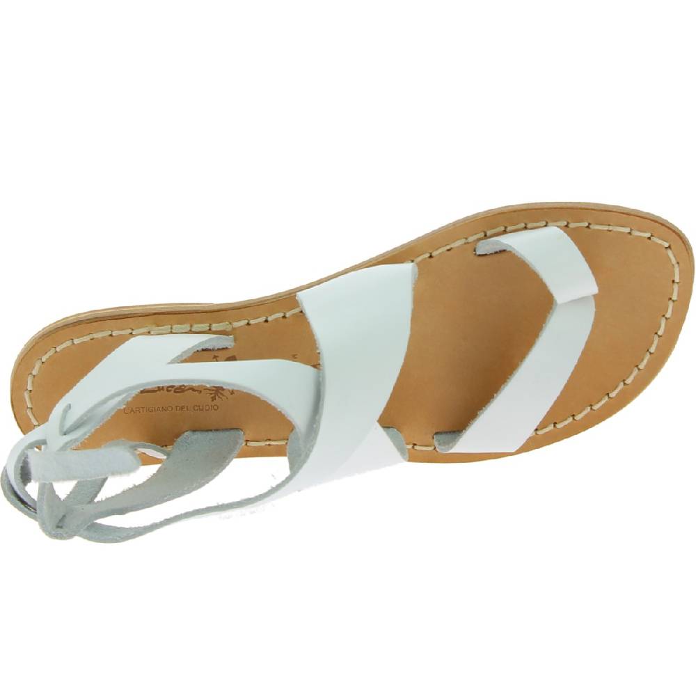 Lartigiano Del Cuoio Sandali donna fatti a mano in pelle colore bianco Saldi Di Fabbrica