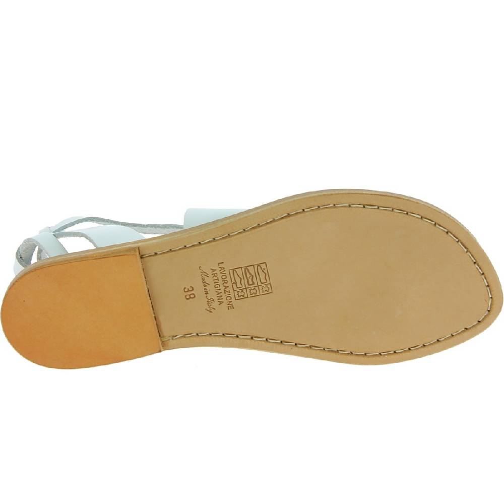 Lartigiano Del Cuoio Sandali donna fatti a mano in pelle colore bianco Saldi Di Fabbrica