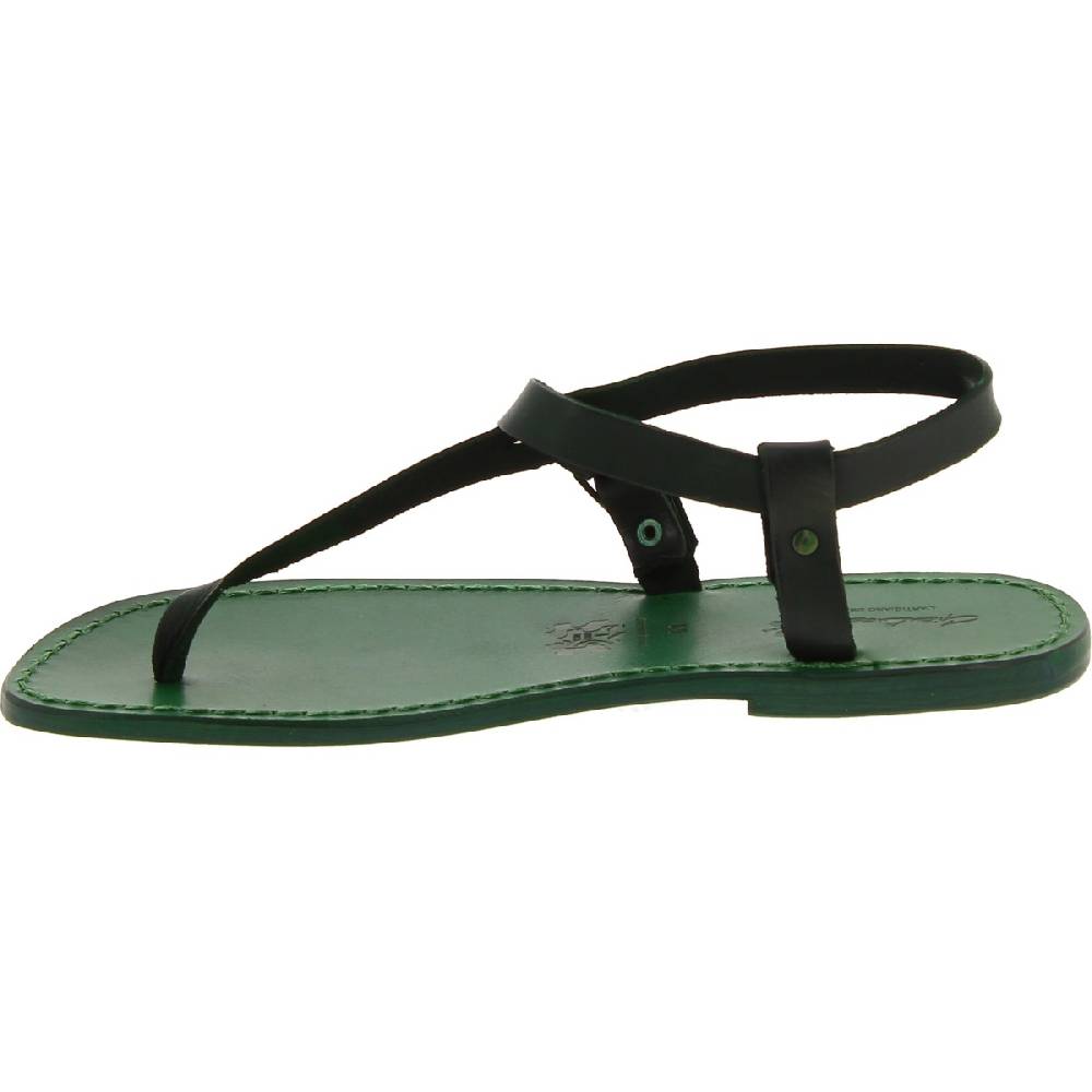 Lartigiano Del Cuoio Sandali infradito in pelle verde fatti a mano Moda