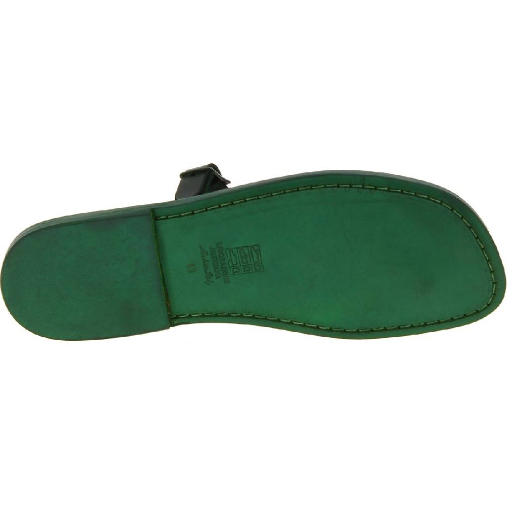Lartigiano Del Cuoio Sandali infradito in pelle verde fatti a mano Moda