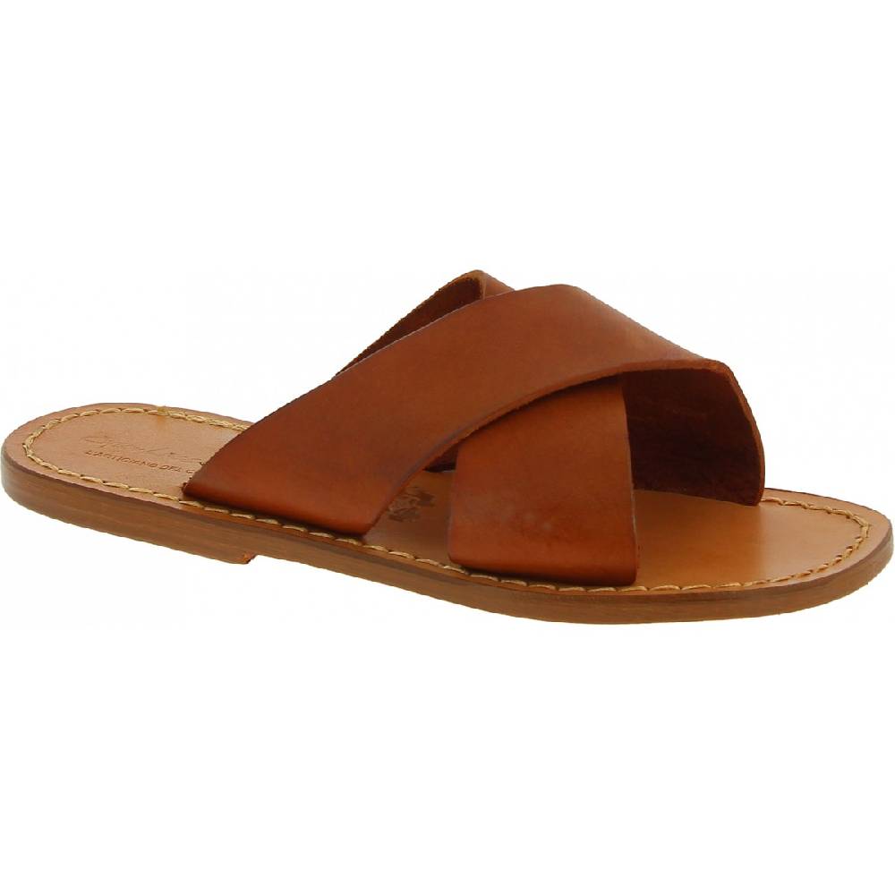 Lartigiano Del Cuoio Ciabatte da uomo in pelle color cuoio realizzata a mano in Italia
