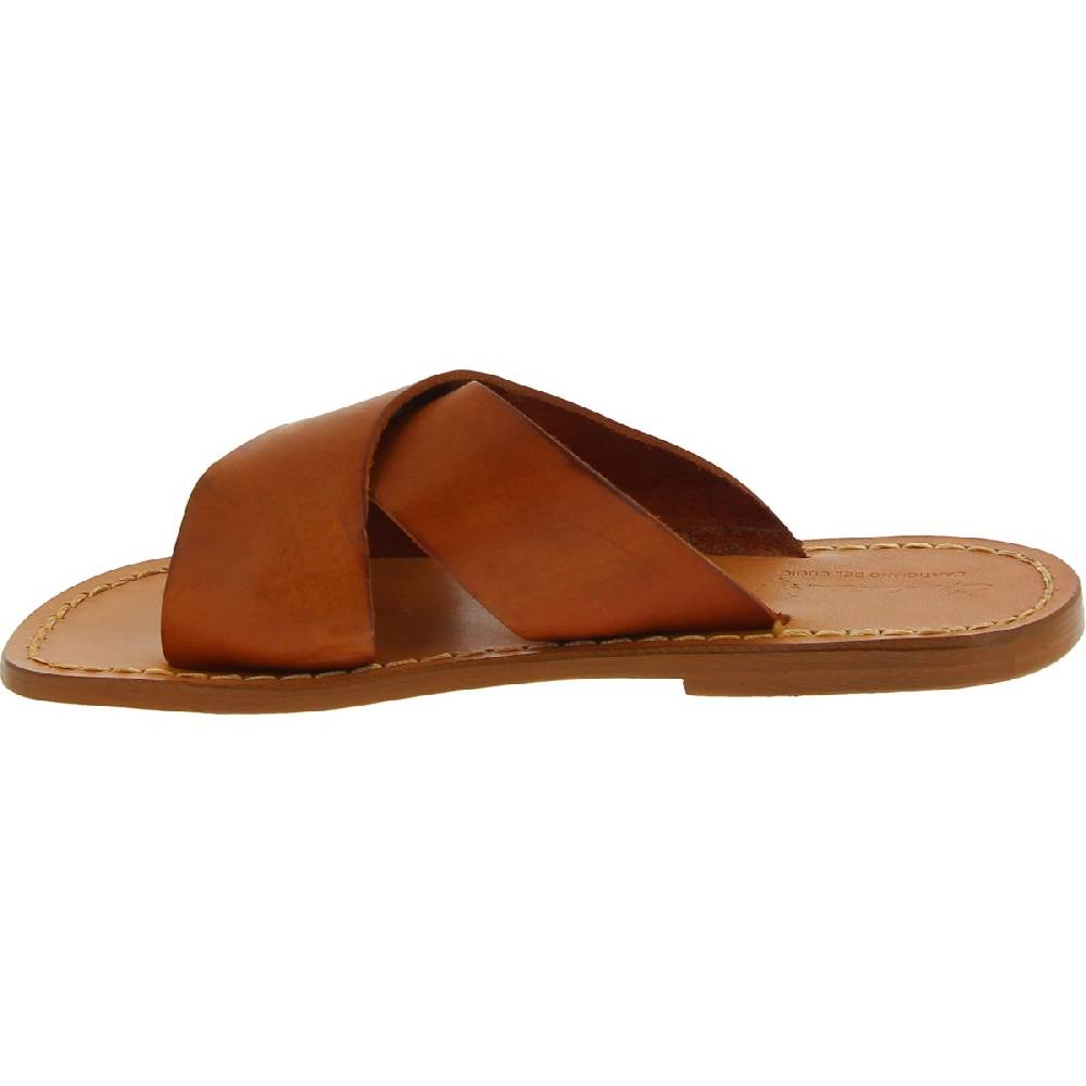 Lartigiano Del Cuoio Ciabatte da uomo in pelle color cuoio realizzata a mano in Italia In Linea
