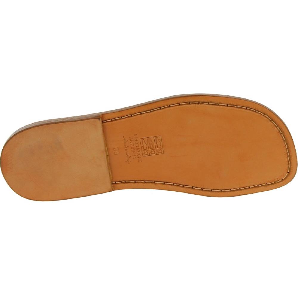 Lartigiano Del Cuoio Ciabatte da uomo in pelle color cuoio realizzata a mano in Italia In Linea