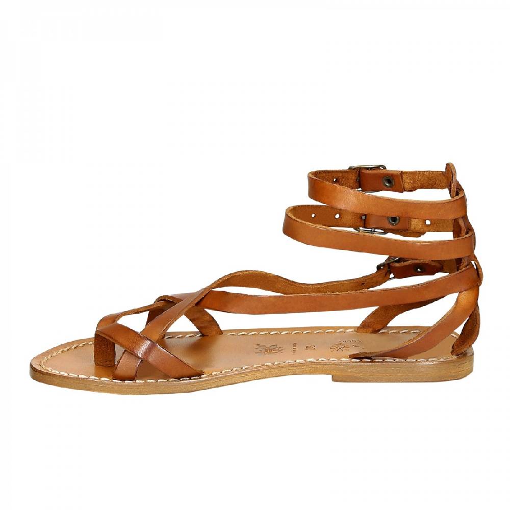 Lartigiano Del Cuoio Sandali gladiator donna fatti a mano in pelle colore cuoio antico Latest fashion