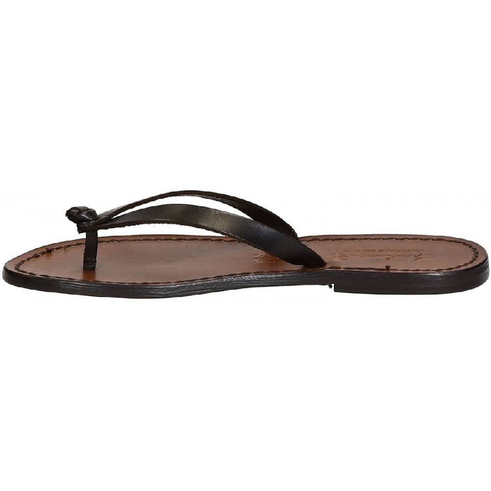 Lartigiano Del Cuoio Ciabatte infradito donna in pelle testa di moro Online Outlet