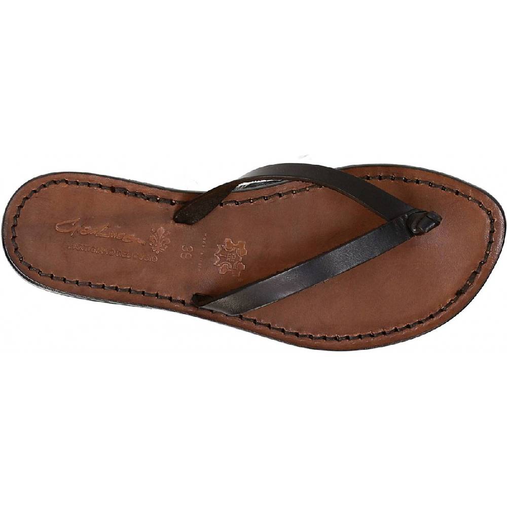 Lartigiano Del Cuoio Ciabatte infradito donna in pelle testa di moro Online Outlet