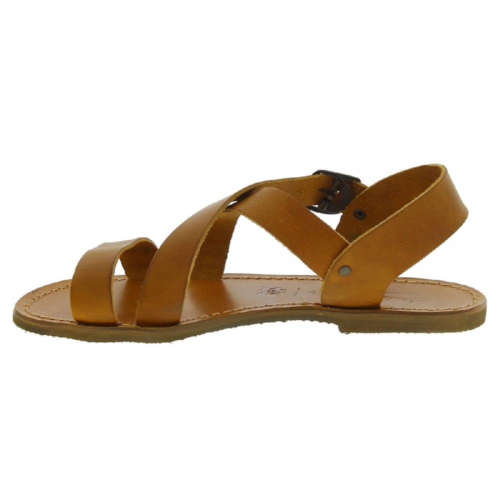 Lartigiano Del Cuoio Sandali alla francescana donna in pelle color cuoio artigianali Qualità Garantita