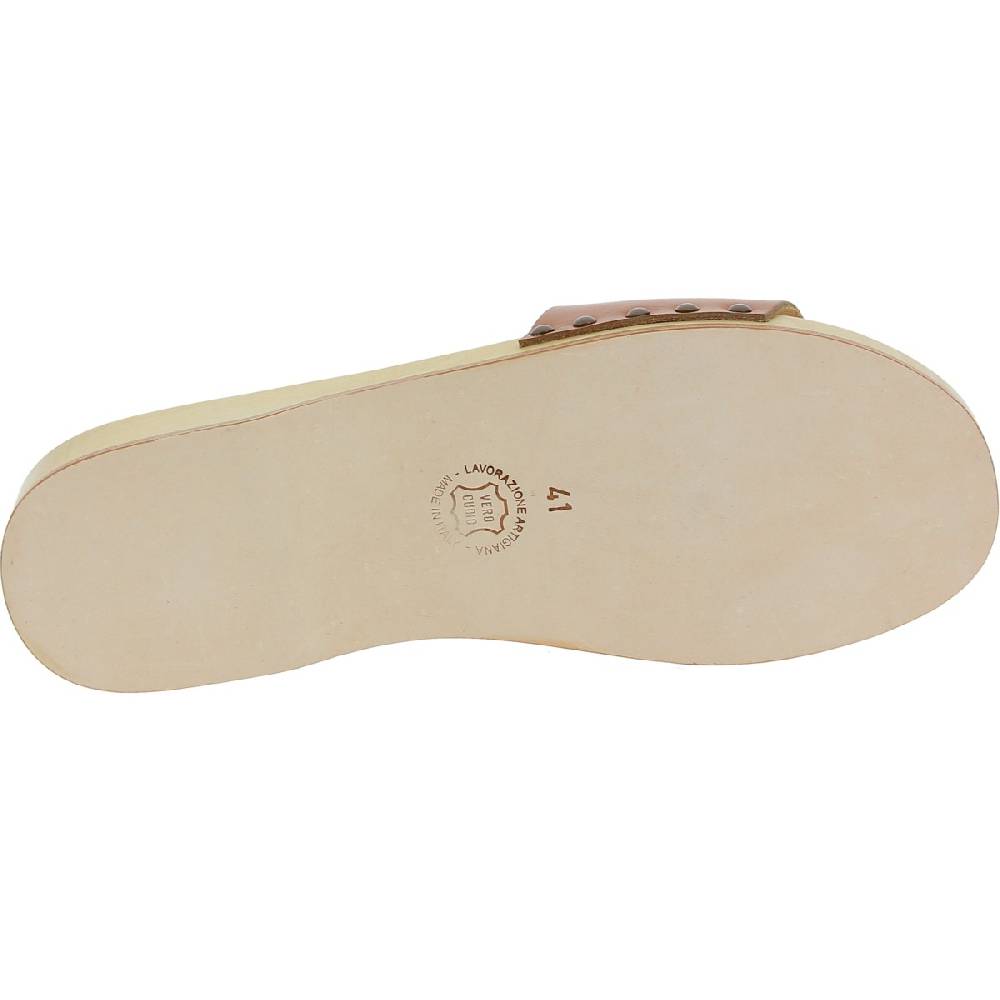 Lartigiano Del Cuoio Zoccoli in legno da uomo con fascia in pelle color cuoio Outlet