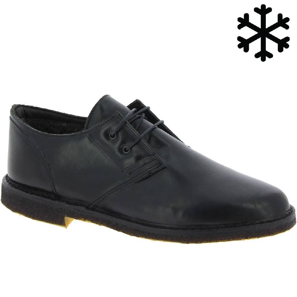 Lartigiano Del Cuoio Scarpe basse da uomo in pelle nera con fodera invernale
