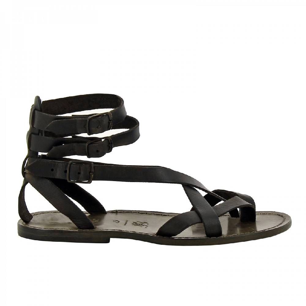 Lartigiano Del Cuoio Sandalo gladiatore uomo in pelle nero Vendite Flash