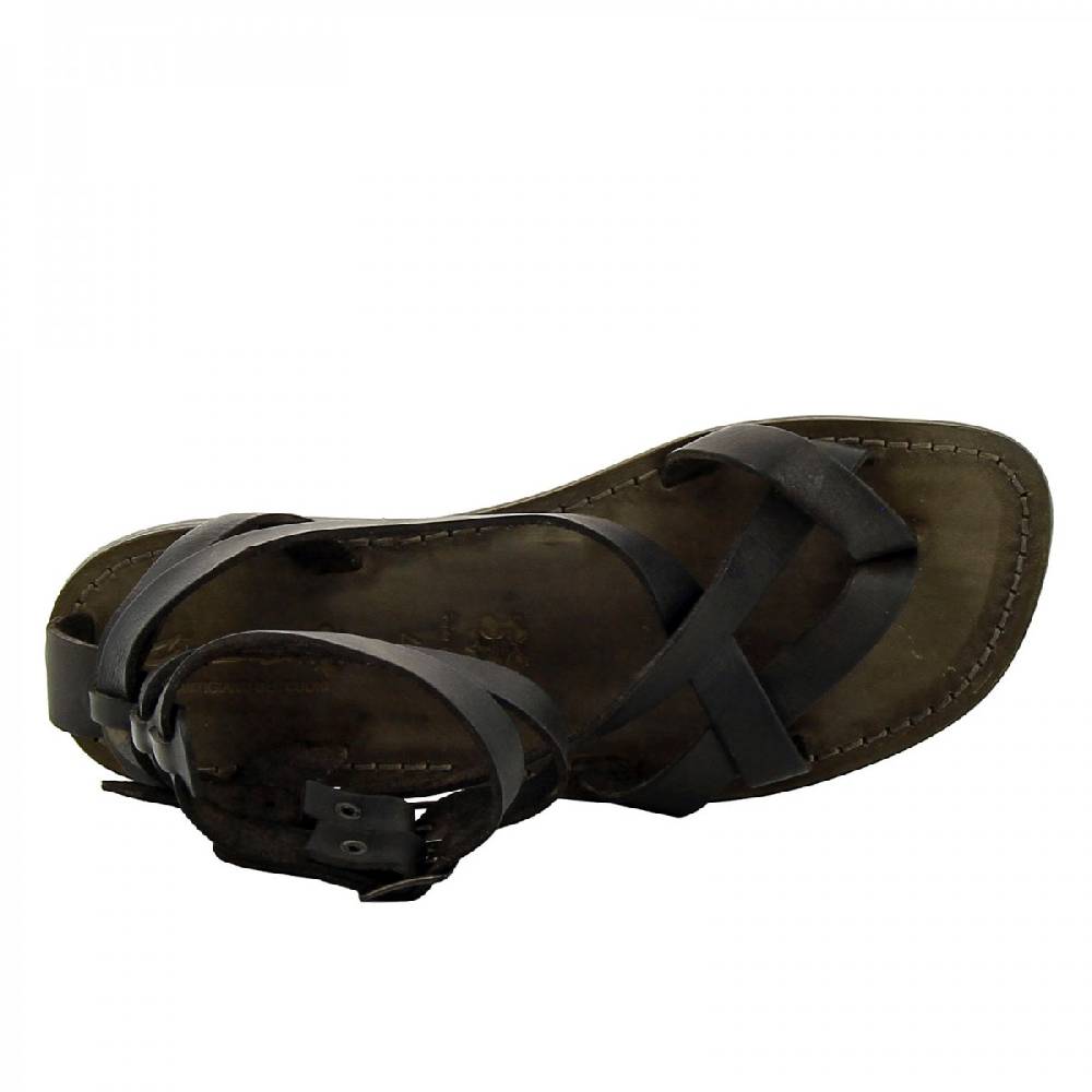 Lartigiano Del Cuoio Sandalo gladiatore uomo in pelle nero Vendite Flash