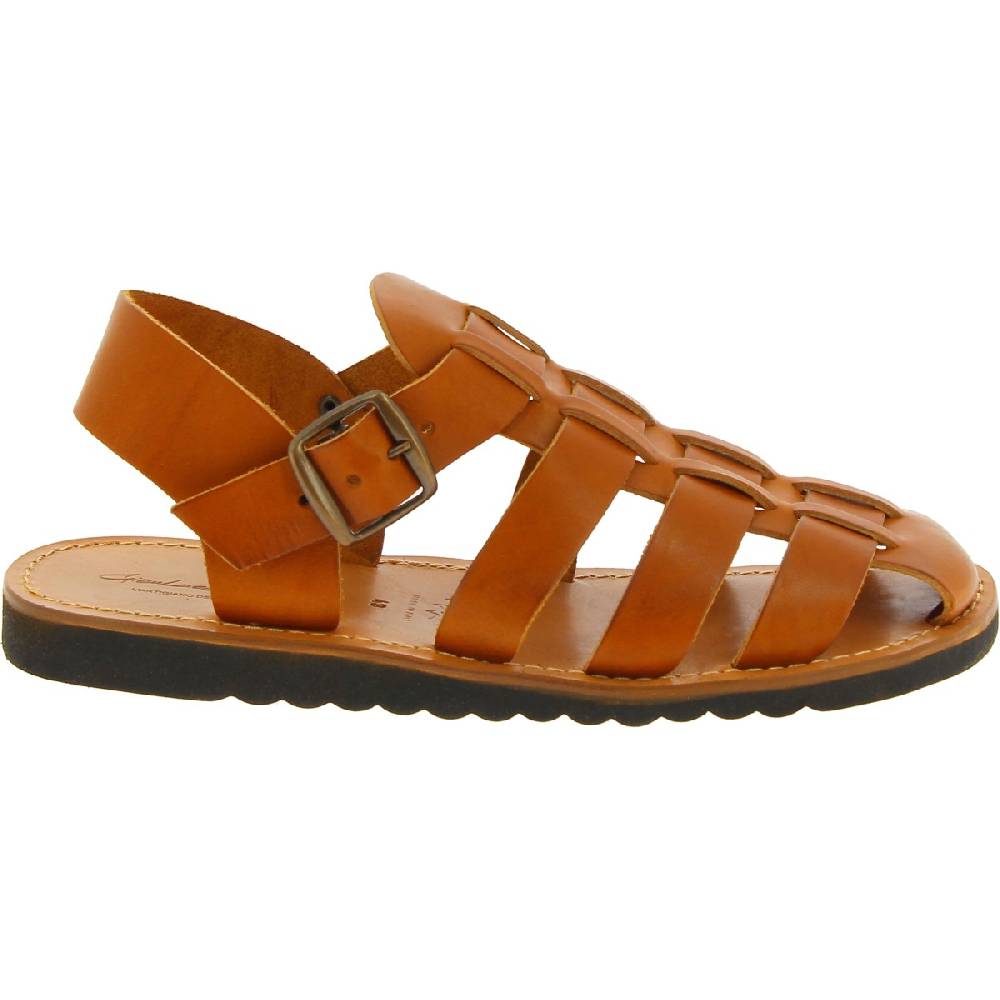 Lartigiano Del Cuoio Sandali frate uomo in pelle color cuoio fatti a mano In Saldo