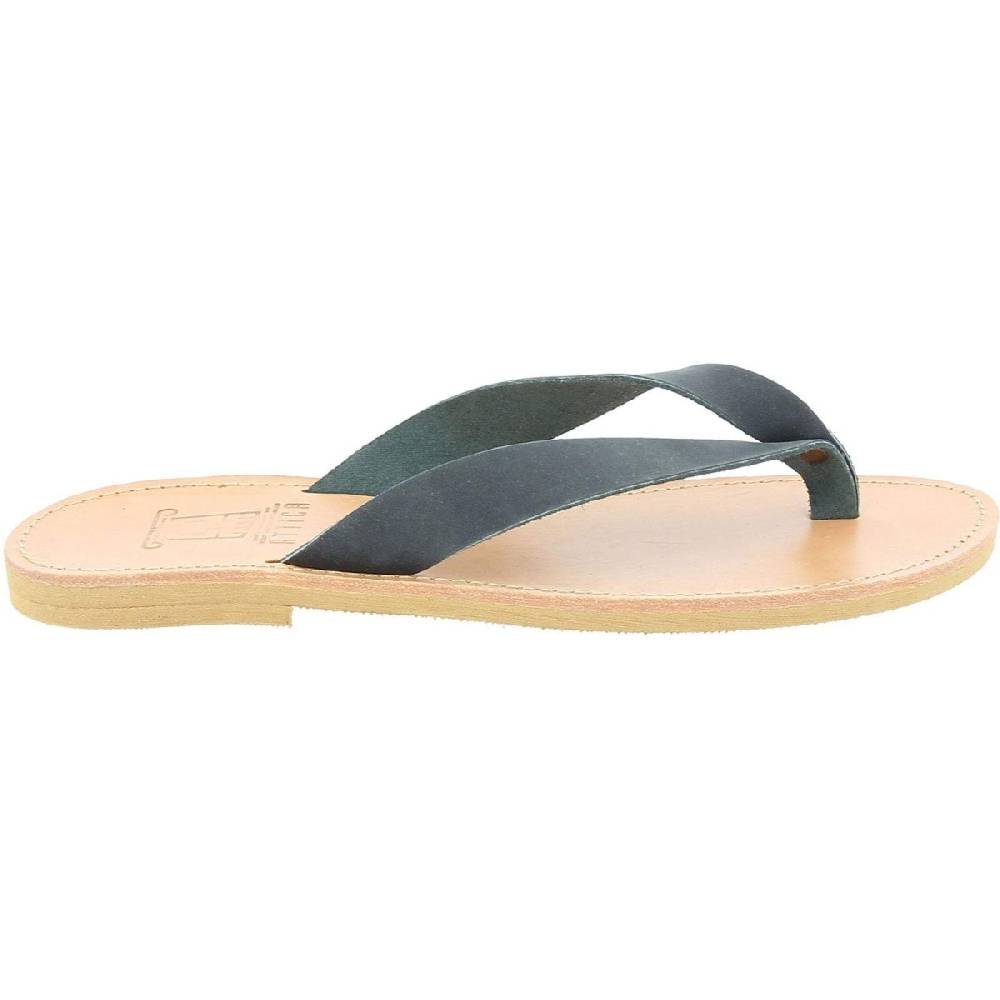 Lartigiano Del Cuoio Sandali infradito slip-on da uomo in pelle nabuk nera fatti a mano Nuova