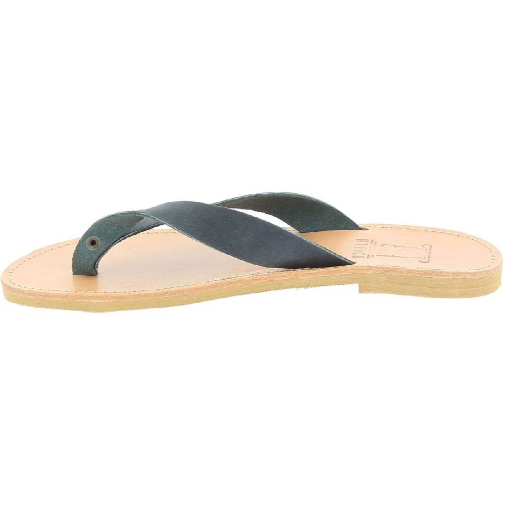 Lartigiano Del Cuoio Sandali infradito slip-on da uomo in pelle nabuk nera fatti a mano Nuova
