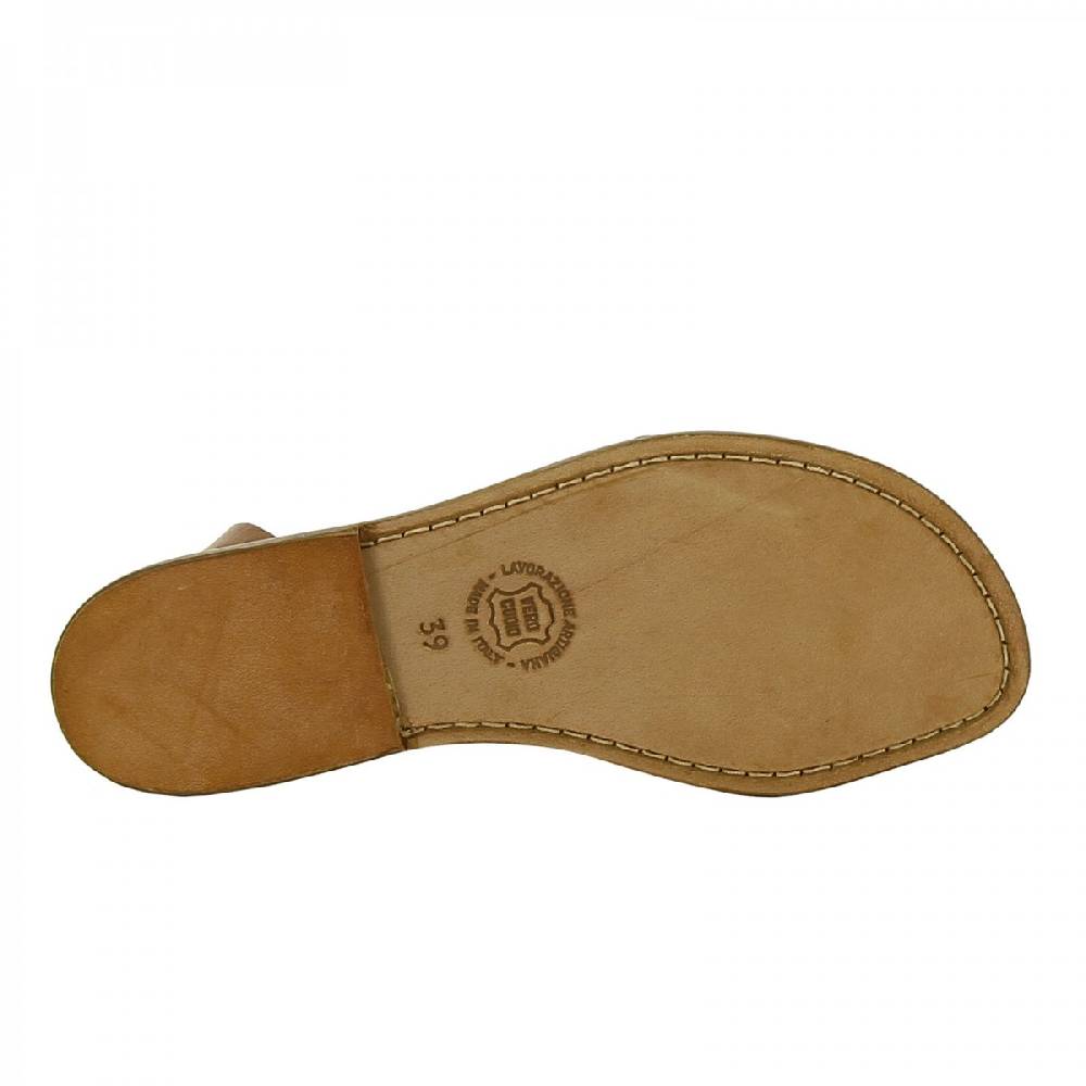 Lartigiano Del Cuoio Sandali schiava bassi fatte a mano in pelle color cuoio Promozione