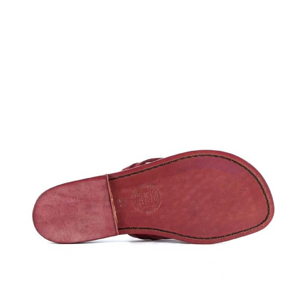 Lartigiano Del Cuoio Infradito donna fatti a mano in pelle intrecciata rosso con suola in cuoio Negozi Online