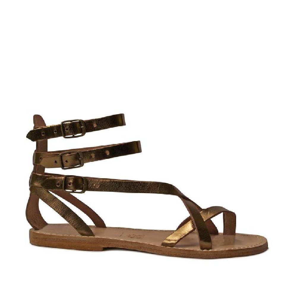 Lartigiano Del Cuoio Sandali gladiatore fatti a mano in pelle laminata bronzo Consegna Veloce