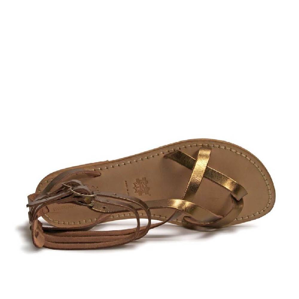 Lartigiano Del Cuoio Sandali gladiatore fatti a mano in pelle laminata bronzo Consegna Veloce