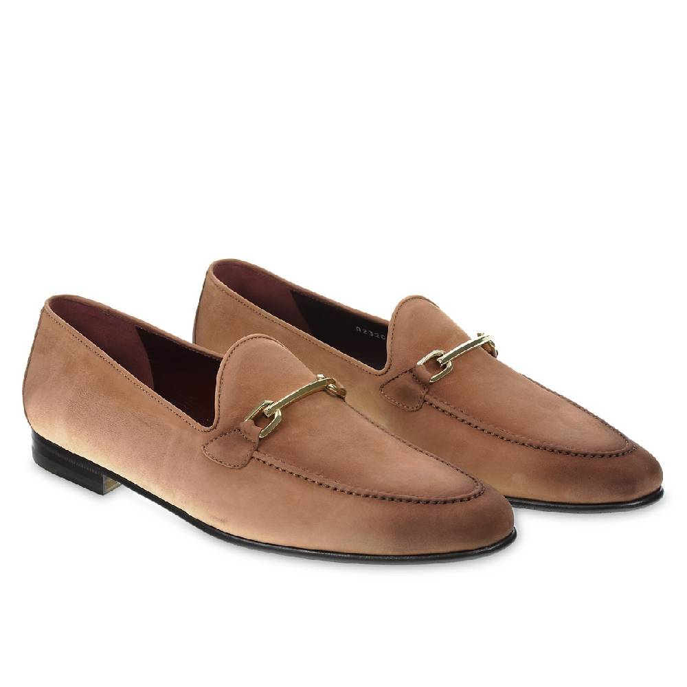 Lartigiano Del Cuoio Mocassino in pelle nabuccata con passante in metallo dorato Sconto
