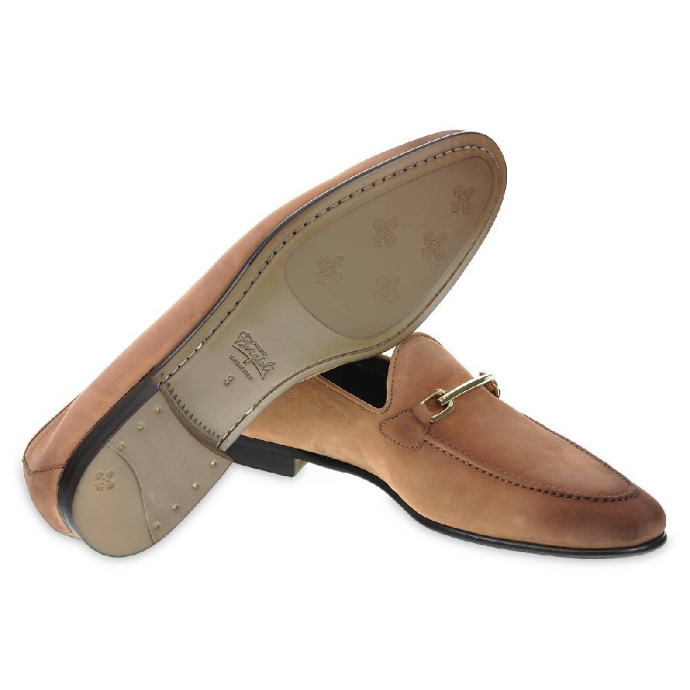 Lartigiano Del Cuoio Mocassino in pelle nabuccata con passante in metallo dorato Sconto