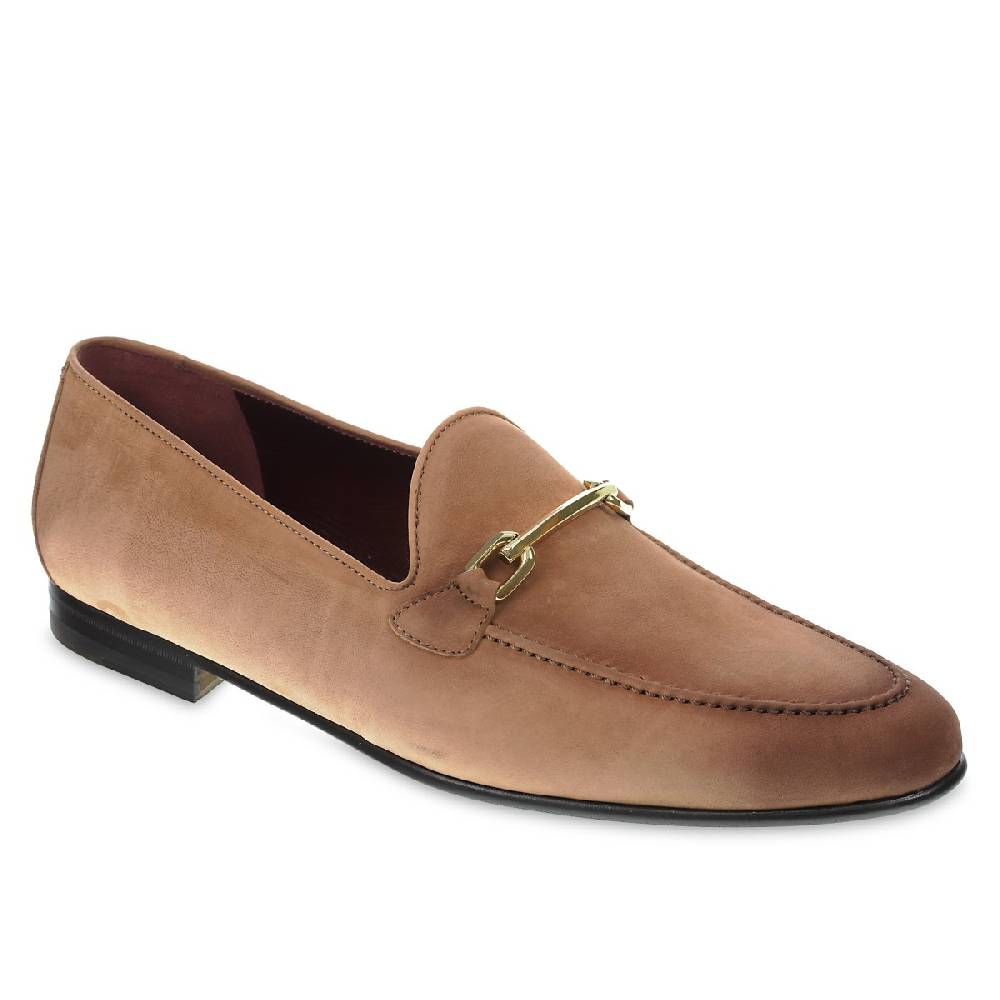 Lartigiano Del Cuoio Mocassino in pelle nabuccata con passante in metallo dorato Sconto