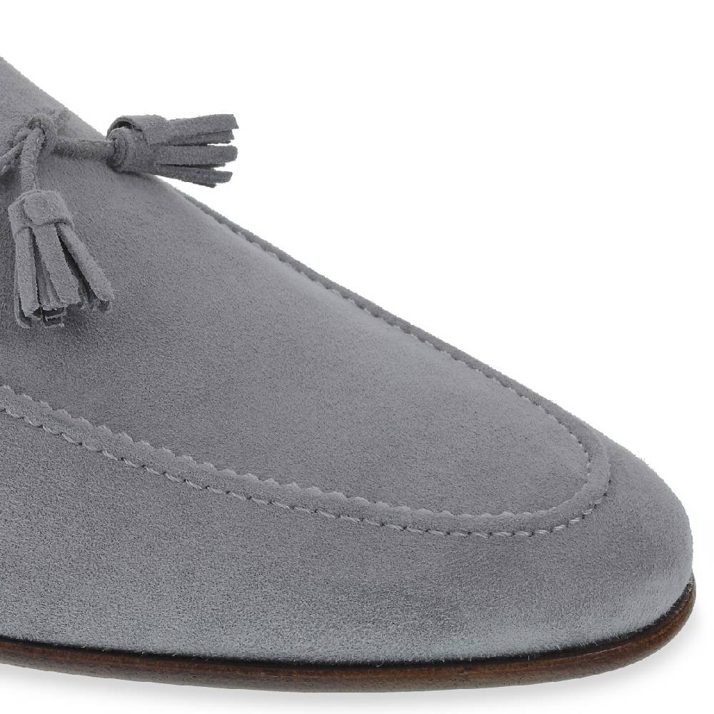Lartigiano Del Cuoio Mocassino in camoscio grigio con nappine fatto a mano da Fratelli Borgioli Offerta