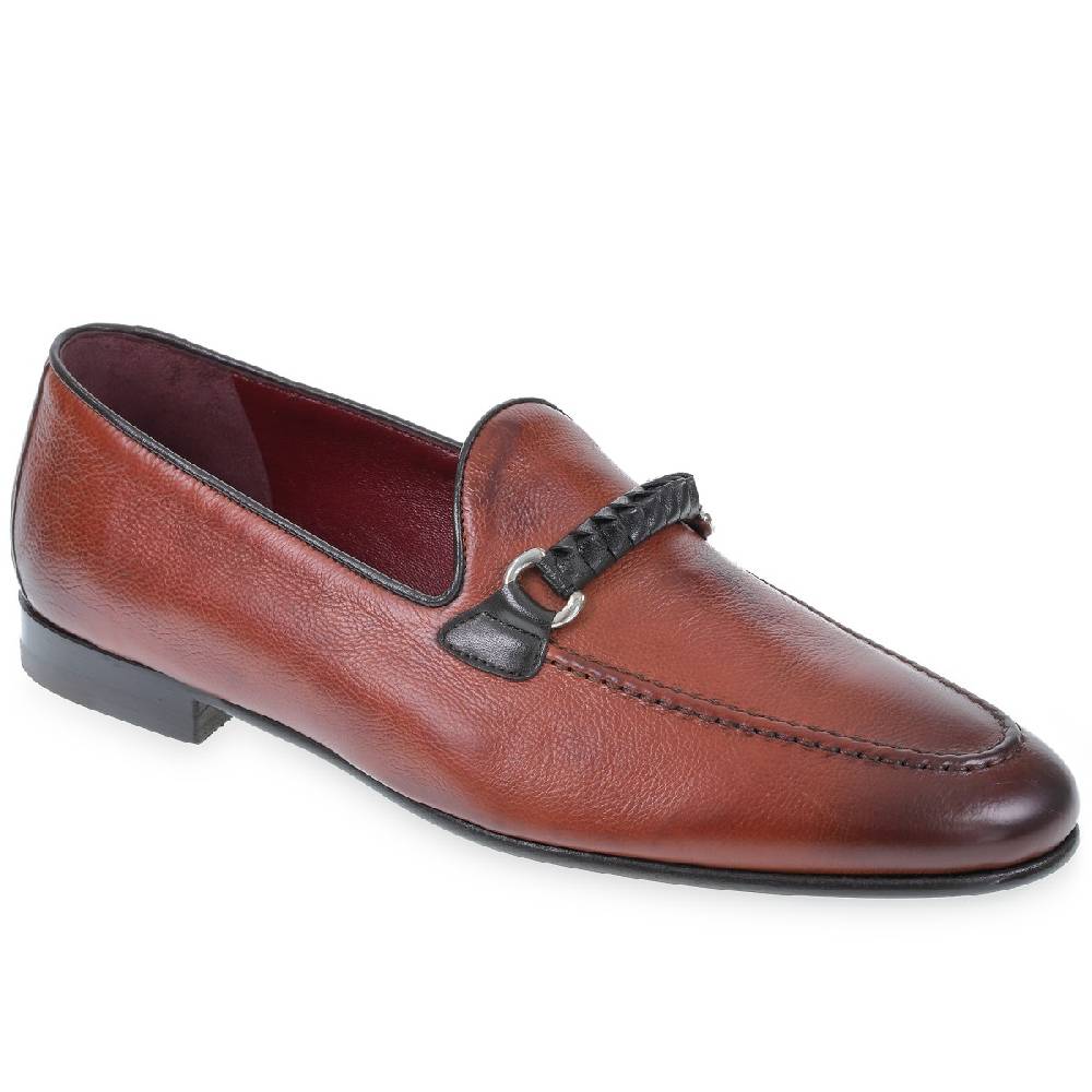 Lartigiano Del Cuoio Mocassino da uomo in pelle color mattone con passante intrecciato Online