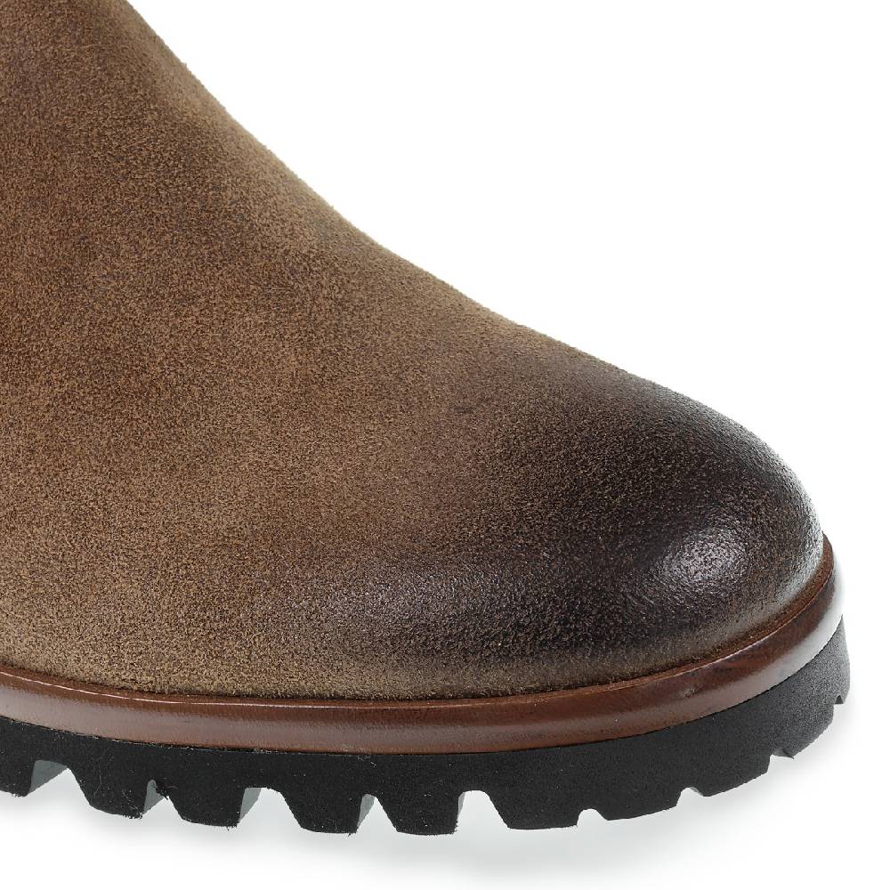 Lartigiano Del Cuoio Chelsea in camoscio marrone ingrassato e cashmere - Fratelli Borgioli In Vendita