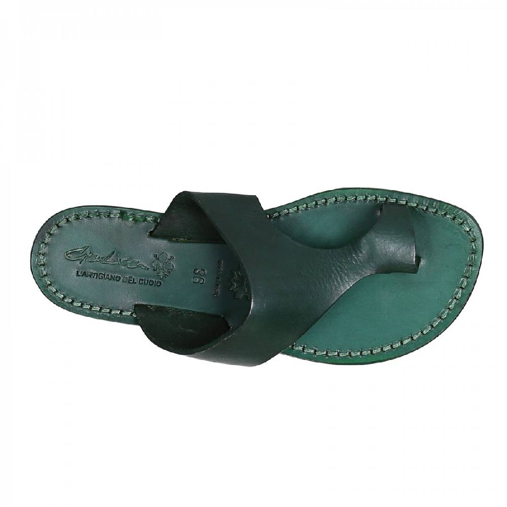 Lartigiano Del Cuoio Ciabatte infradito donna in pelle verde artigianali Hotsell