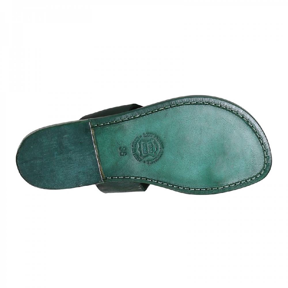 Lartigiano Del Cuoio Ciabatte infradito donna in pelle verde artigianali Hotsell