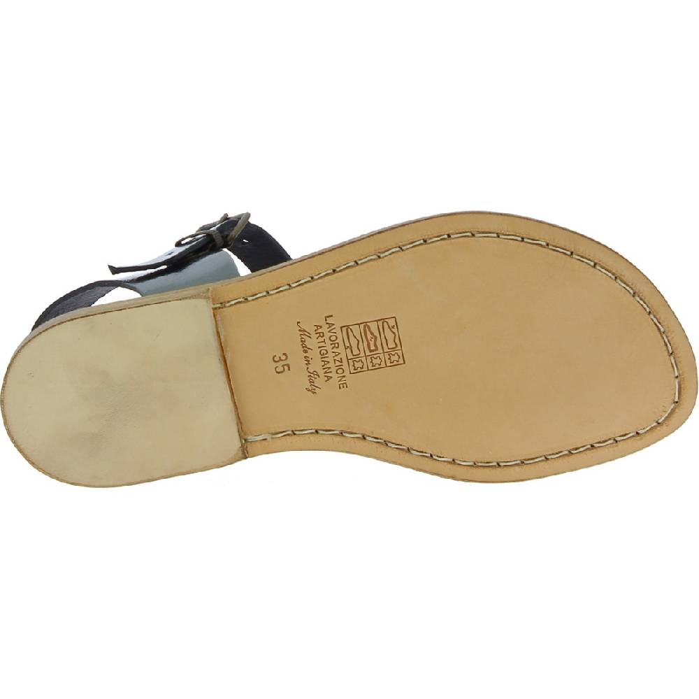 Lartigiano Del Cuoio Sandali da donna in pelle color titanio fatti a mano in Italia Vendita Calda
