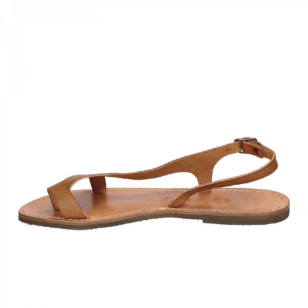 Lartigiano Del Cuoio Sandali infradito artigianali da donna in pelle color cuoio Vendita Economica