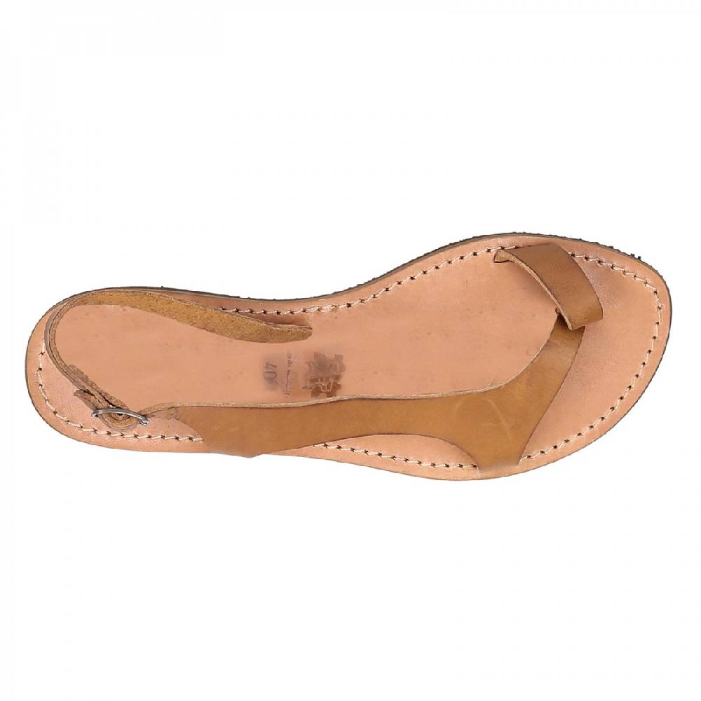 Lartigiano Del Cuoio Sandali infradito artigianali da donna in pelle color cuoio Vendita Economica