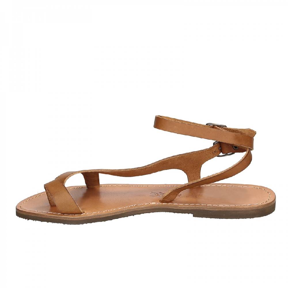 Lartigiano Del Cuoio Sandali infradito artigianali da donna in pelle color cuoio Vendita Economica