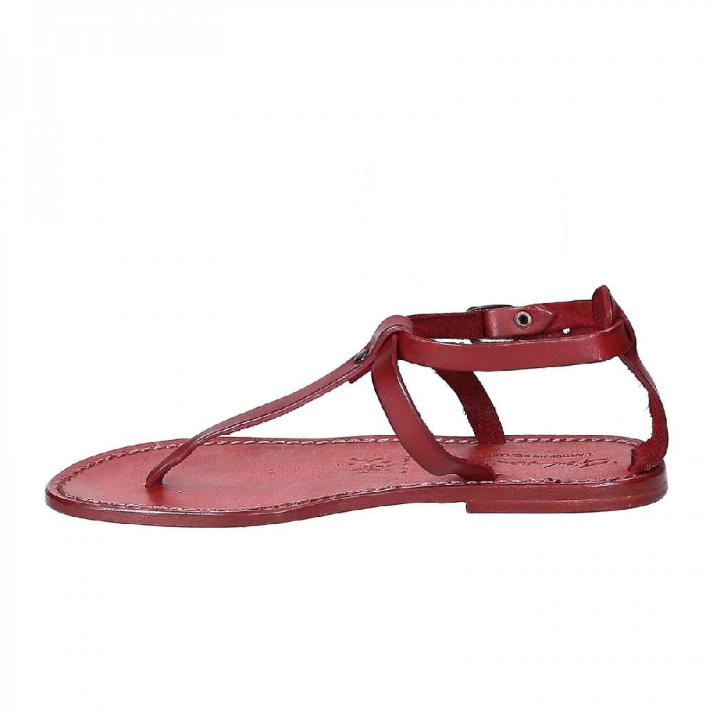 Lartigiano Del Cuoio Sandali infradito donna fatti a mano in pelle rosso Vendite Flash